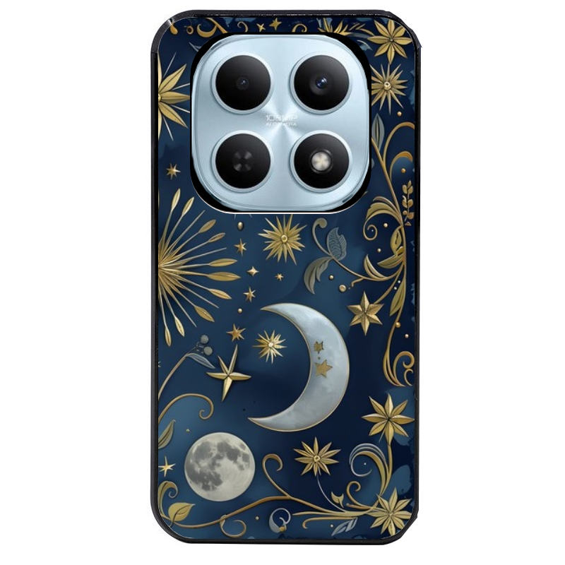 Coque noire taperso pour POCO M8 5G et PRO 5G avec motif lune et etoile protection antichoc personnalisée