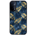 Coque noire taperso pour OPPO A54 et A74 5G avec motif palmier bleu protection antichoc personnalisée