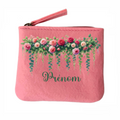 Porte monnaie personnalisé fleur jardin en feutrine en feutrine