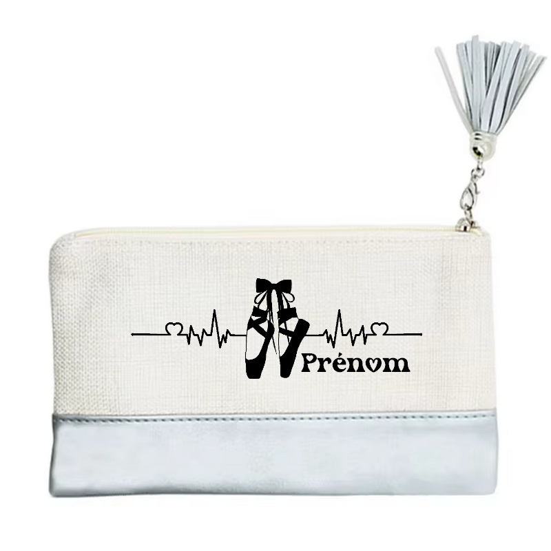 Pochette personnalisée motif danse ballet en toile et simili cuir personnalisée