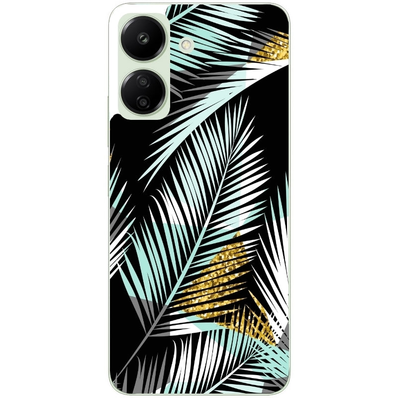 Coque taperso pour POCO C65 4G avec motif palmier noir protection antichoc personnalisée
