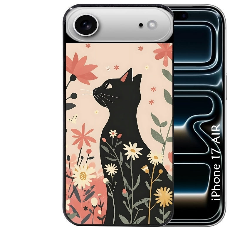 Coque noire taperso pour Iphone 17 17E AIR MAX PRO avec motif chat papillon 1 protection antichoc personnalisée
