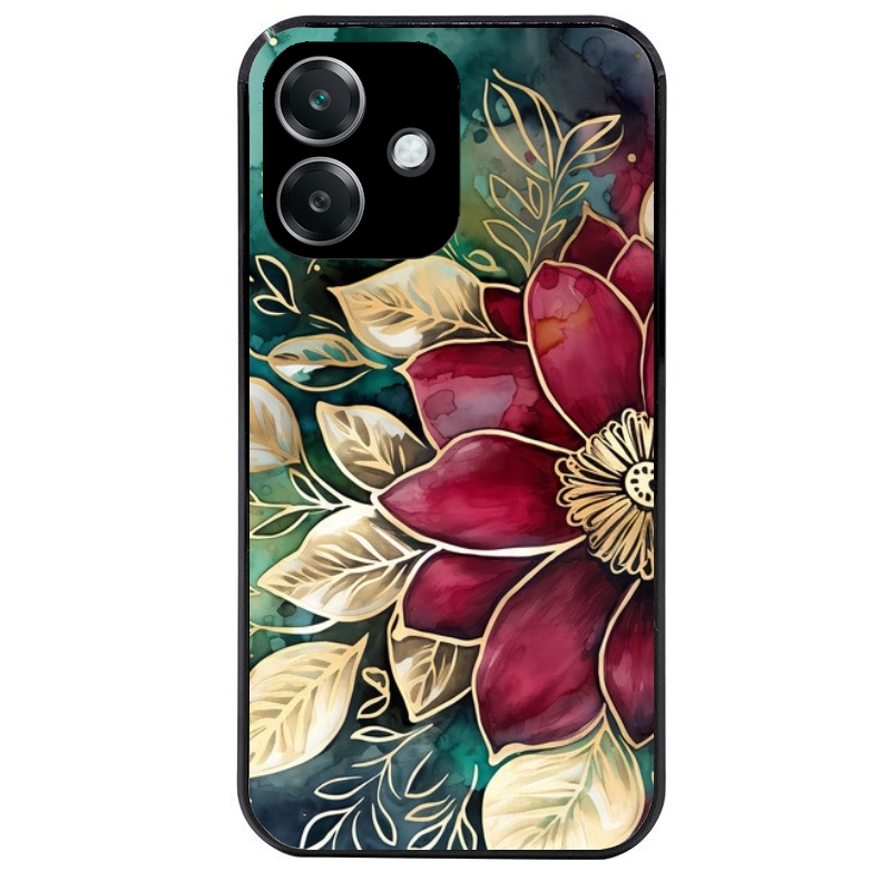 Coque noire taperso pour OPPO A40 avec motif fleur poinsettia style noel protection antichoc personnalisée