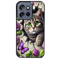 Coque noire taperso pour Moto Edge 60 et Neo Fusion Pro avec motif chat papillon 3 protection antichoc personnalisée