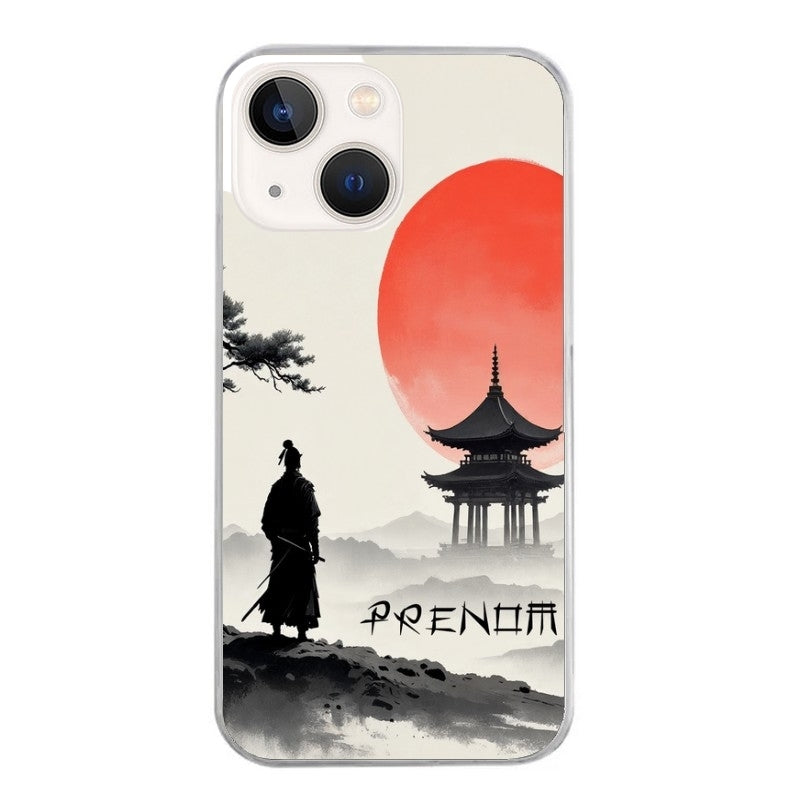 Coque taperso pour Iphone 14 et PRO PLUS PRO MAX avec motif samourai et temple personnalisee protection antichoc personnalisée