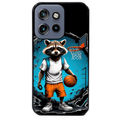 Coque noire taperso pour Moto Edge 60 et Neo Fusion Pro avec motif basket racoon protection antichoc personnalisée