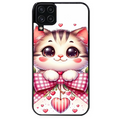 Coque noire taperso pour galaxy A22 A32 A52 A52S 4G 5G  avec motif chat noeud et coeur protection antichoc personnalisée