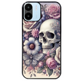 Coque noire taperso pour Redmi A1 et A2 avec motif tete de mort pastel protection antichoc personnalisée