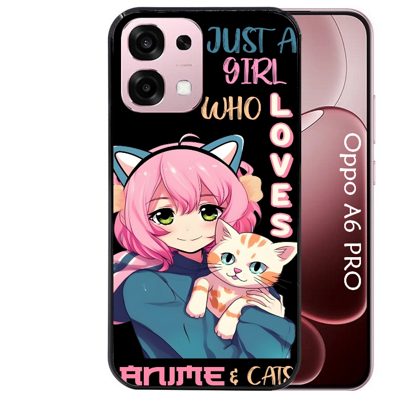 Coque noire taperso pour OPPO A6 PRO 4G et 5G avec motif anime et chat protection antichoc personnalisée