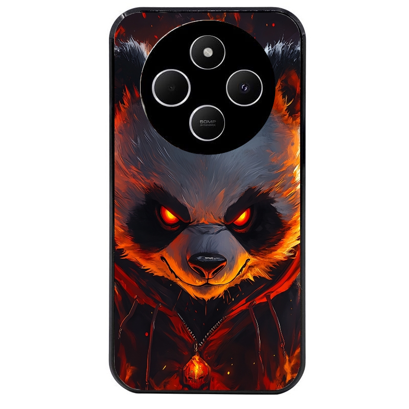 Coque noire taperso pour POCO C75 avec motif panda very angry protection antichoc personnalisée