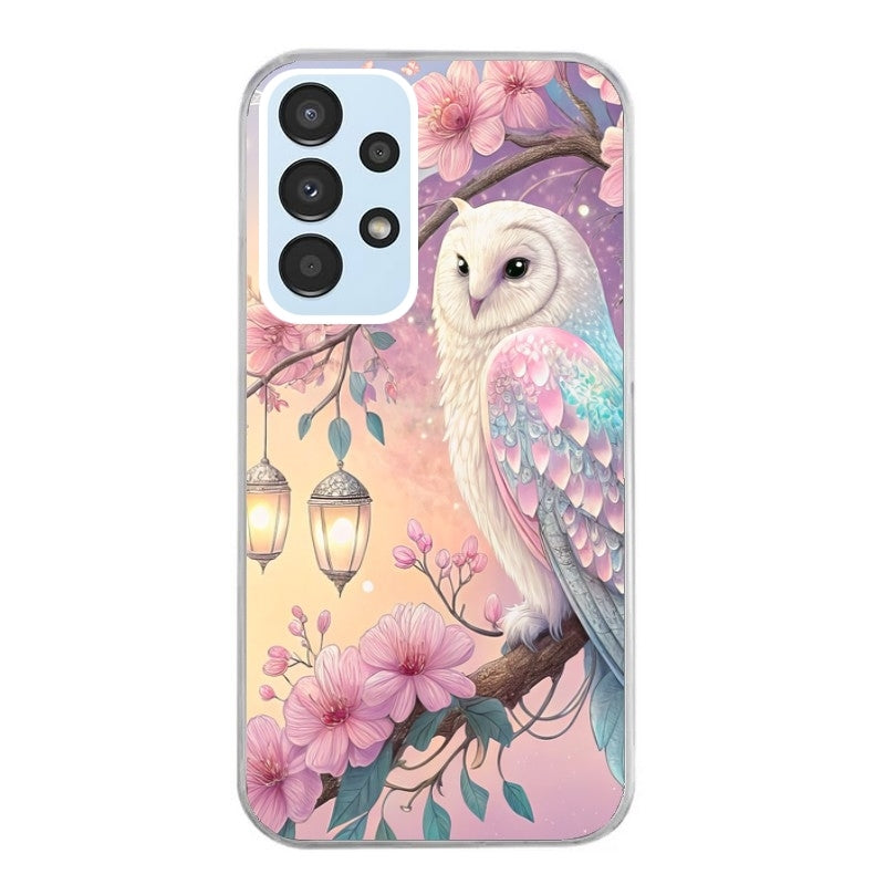 Coque taperso pour Galaxy A13 4G et 5G A23 A53 avec motif chouette cerisier protection antichoc personnalisée