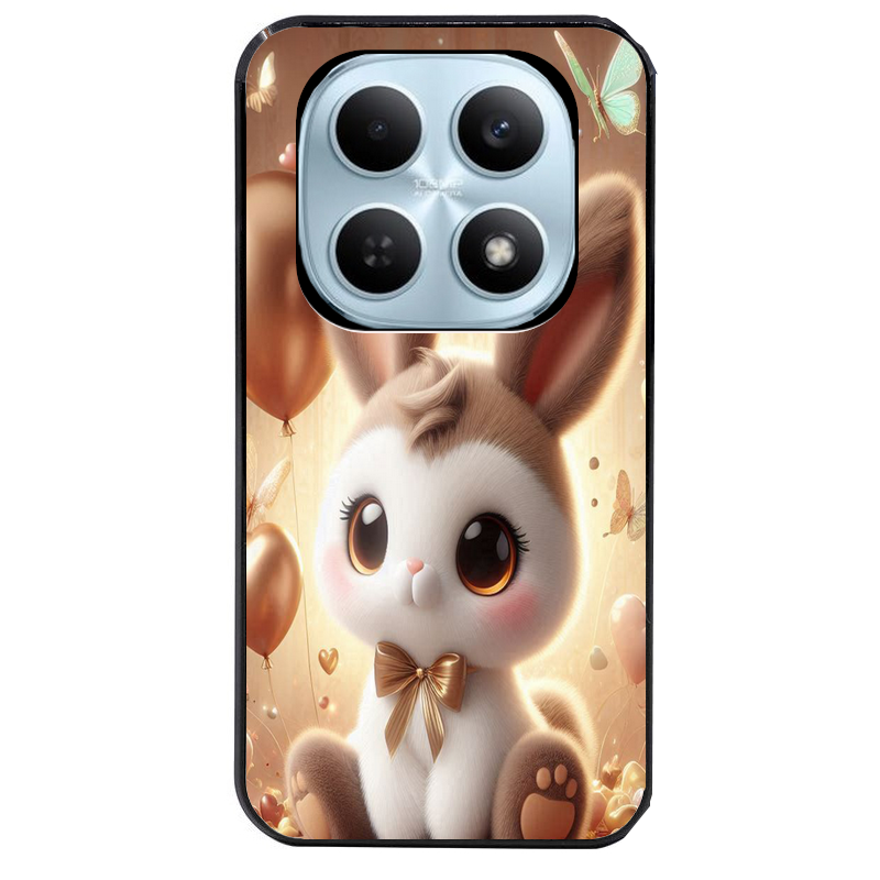 Coque noire taperso pour POCO M8 5G et PRO 5G avec motif lapin ballon protection antichoc personnalisée