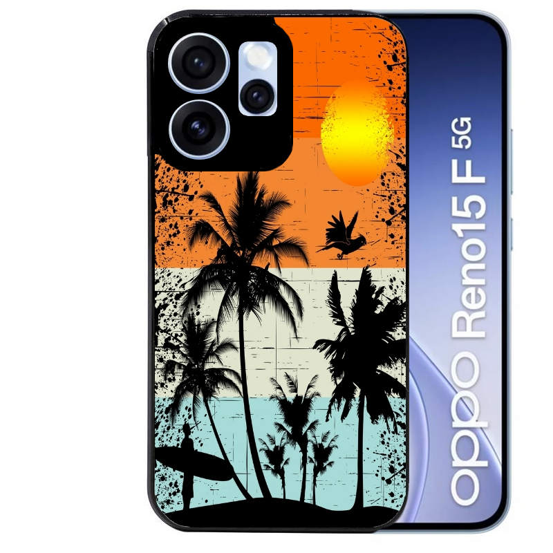 Coque noire taperso pour OPPO Reno 15 et F FS 5G avec motif hawai sun protection antichoc personnalisée