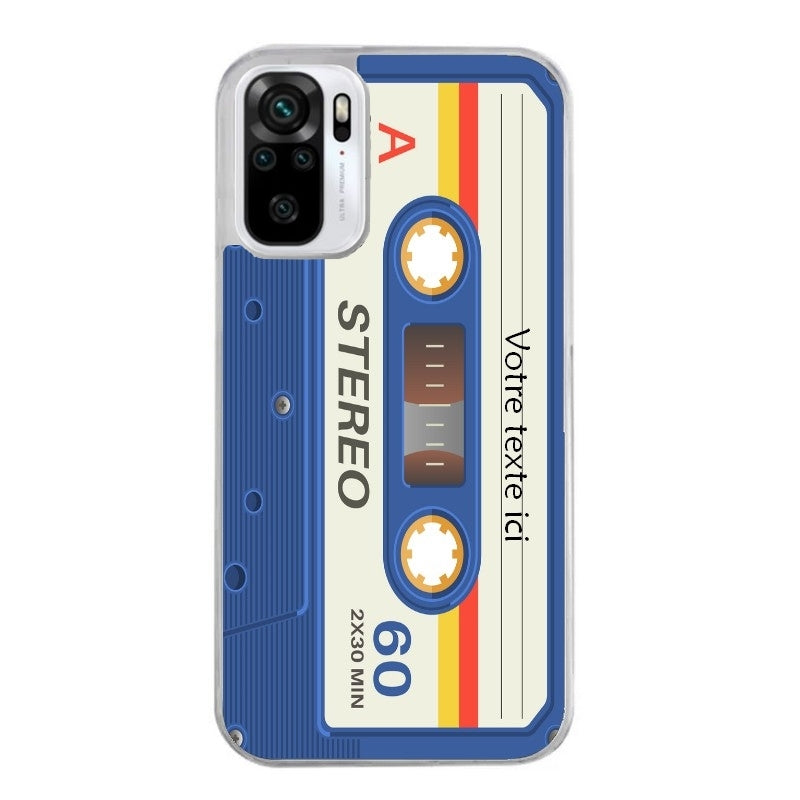 Coque taperso pour Redmi Note 10 4G 5G PRO 10S personnalisable avec motif cassette bleu protection antichoc personnalisée