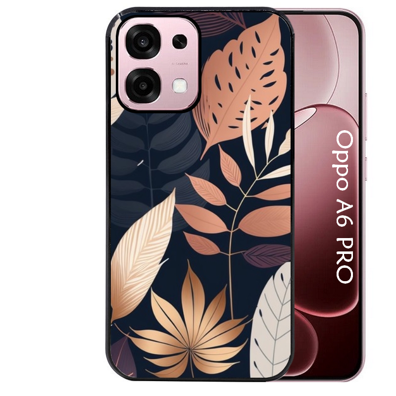 Coque noire taperso pour OPPO A6 PRO 4G et 5G avec motif jungle et feuilles protection antichoc personnalisée