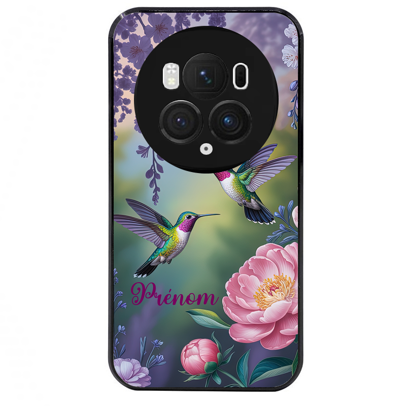 Coque noire taperso pour Magic 5 6 LITE et PRO avec motif colibri couple personnalise protection antichoc personnalisée