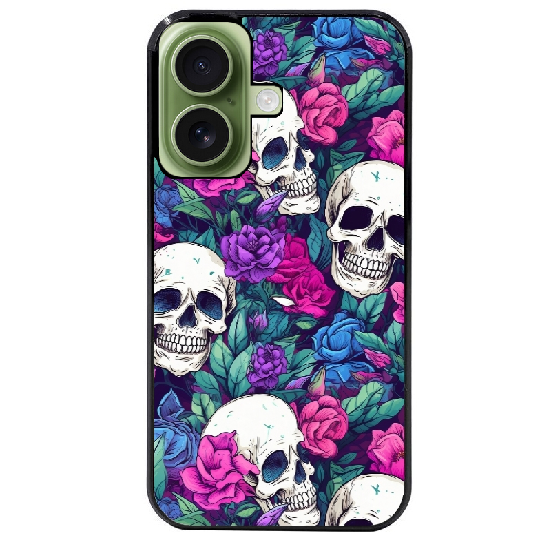 Coque noire taperso pour Iphone 17 17E AIR MAX PRO avec motif tete de mort violet protection antichoc personnalisée