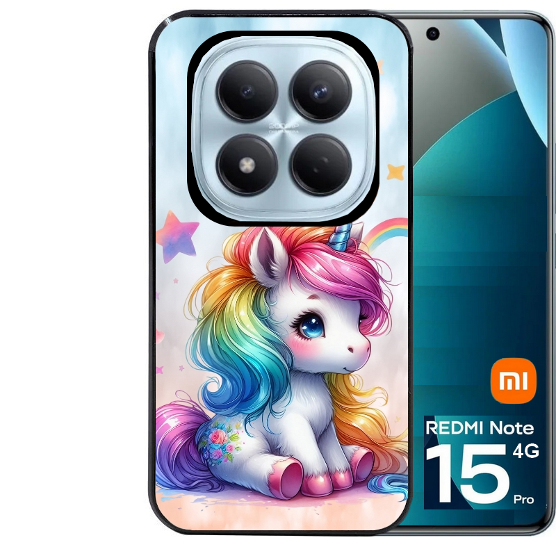 Coque noire taperso pour Redmi Note 15 et PRO PLUS 4G 5G avec motif licorne et etoiles protection antichoc personnalisée