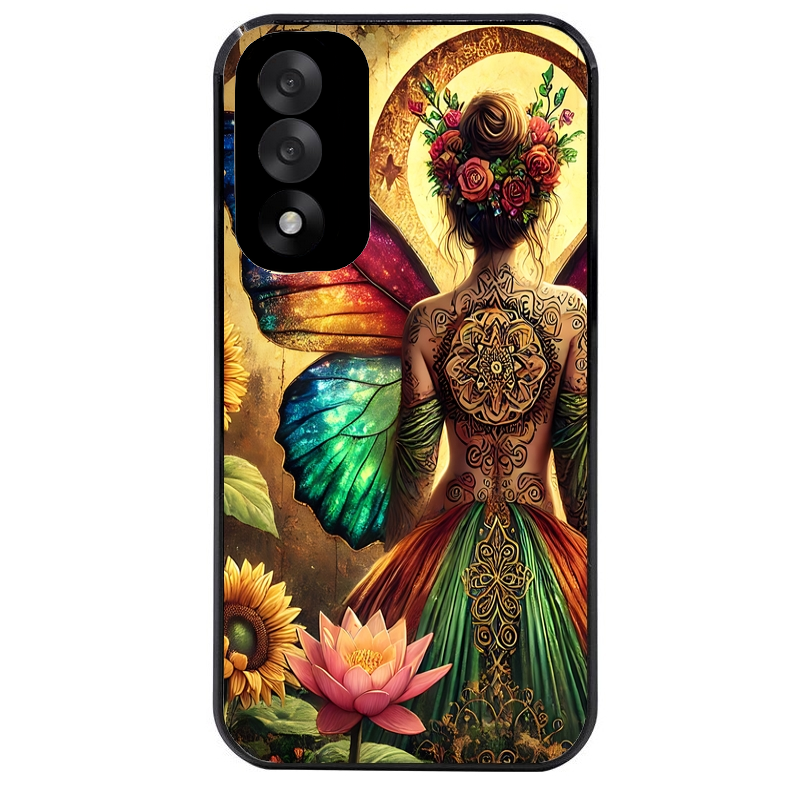 Coque noire taperso pour OnePlus Nord 5 avec motif fee et fleurs protection antichoc personnalisée