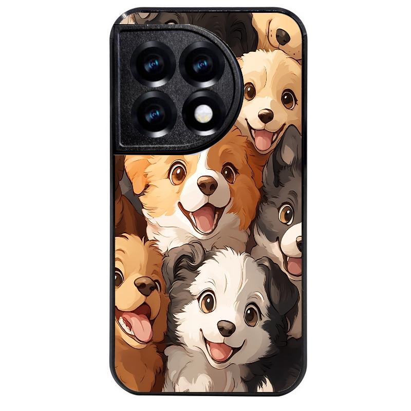 Coque noire taperso pour OnePlus 11 et 12 avec motif chien smile protection antichoc personnalisée
