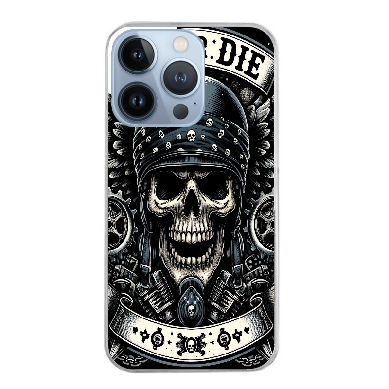 Coque taperso pour Iphone 12 et PRO MINI PRO MAX avec motif mort motard protection antichoc personnalisée