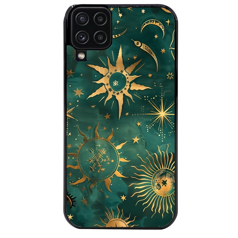 Coque noire taperso pour galaxy A22 A32 A52 A52S 4G 5G  avec motif lune et astro protection antichoc personnalisée