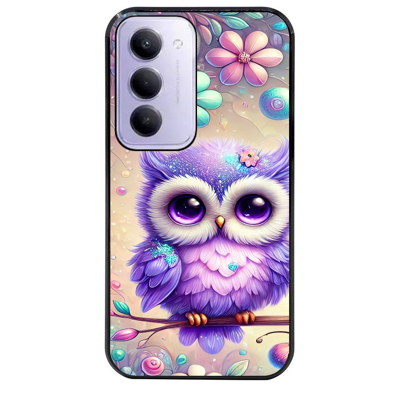 Coque noire taperso pour Redmi 15 4G et 5G avec motif chouette violette protection antichoc personnalisée