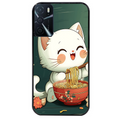 Coque noire taperso pour OPPO A16 et A16S avec motif chat ramen nuage protection antichoc personnalisée