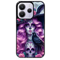 Coque noire taperso pour Redmi Note 14 et PRO PLUS 4G 5G avec motif tete de mort calavera et corbeau protection antichoc personnalisée