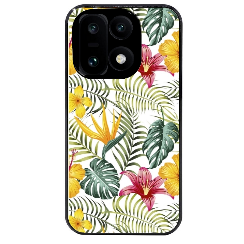 Coque noire taperso pour OnePlus 15 avec motif jungle et fleur hibiscus protection antichoc personnalisée
