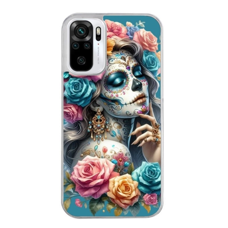 Coque taperso pour Redmi Note 10 4G 5G PRO 10S avec motif tete de mort calavera bleu protection antichoc personnalisée