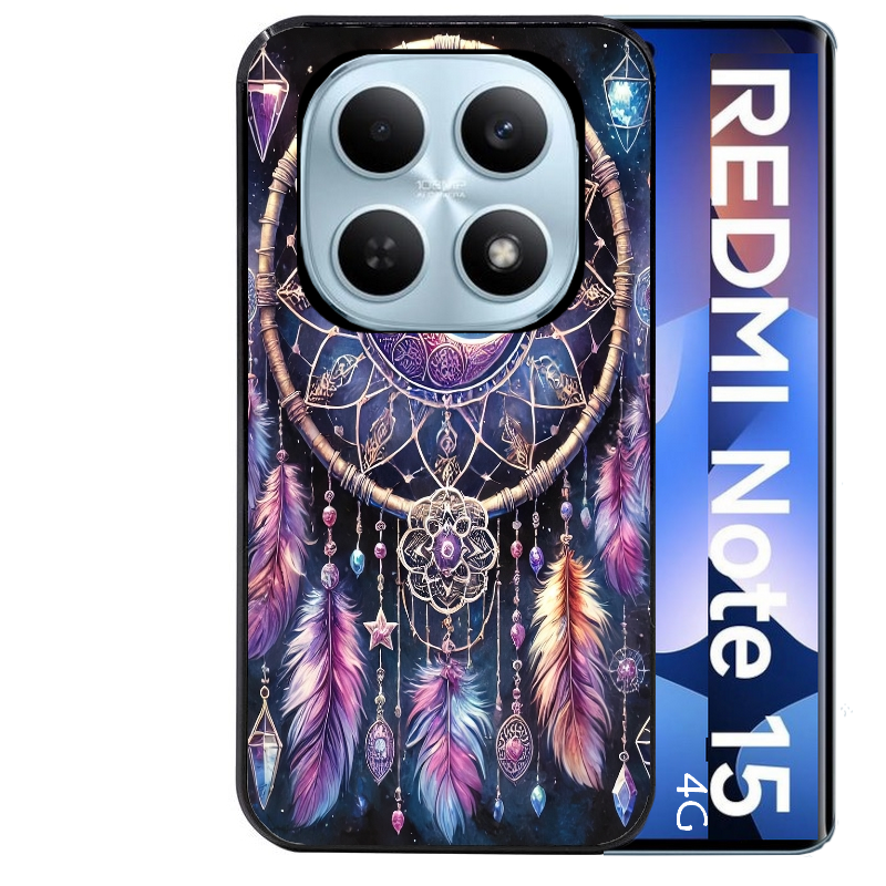 Coque noire taperso pour Redmi Note 15 et PRO PLUS 4G 5G avec motif dreamcatcher et lune protection antichoc personnalisée
