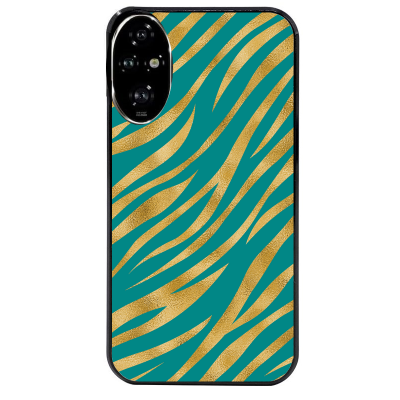 Coque noire taperso pour Honor 200 et Lite Pro Smart avec motif zebre vert protection antichoc personnalisée