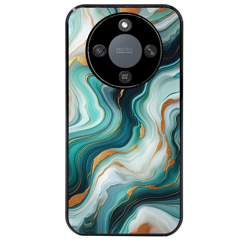 Coque noire taperso pour Magic 5 6 LITE et PRO avec motif marbre vert protection antichoc personnalisée