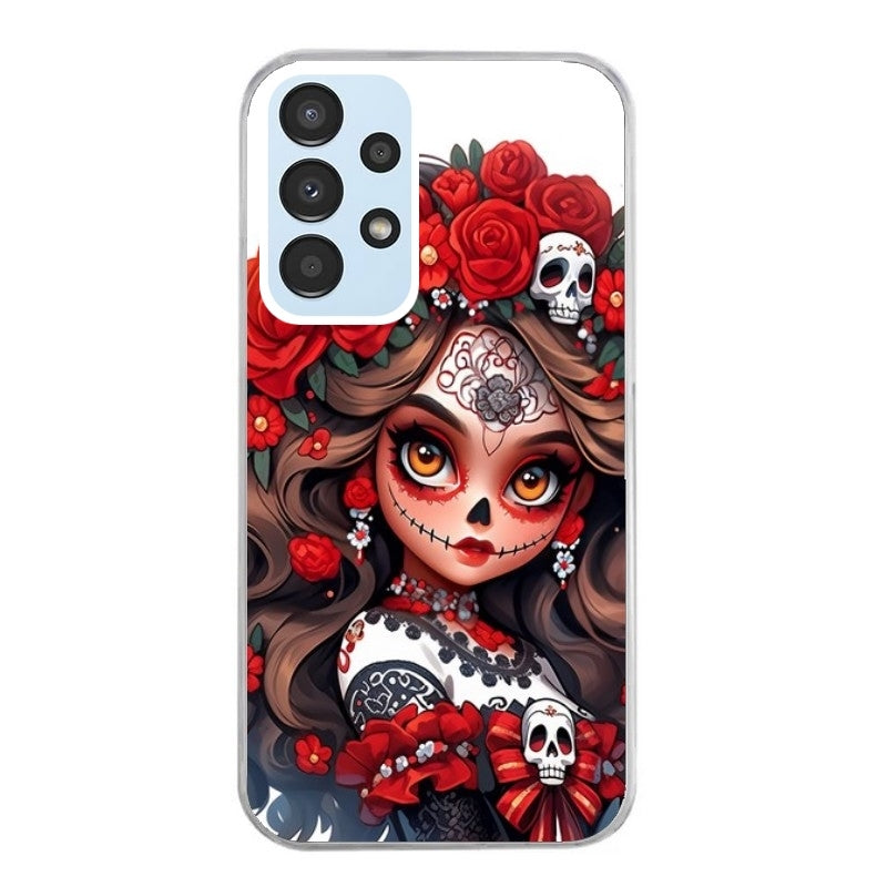 Coque taperso pour Galaxy A13 4G et 5G A23 A53 avec motif tete de mort calavera rouge protection antichoc personnalisée