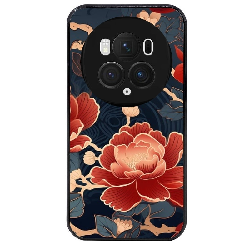Coque noire taperso pour Magic 5 6 LITE et PRO avec motif fleur japan protection antichoc personnalisée