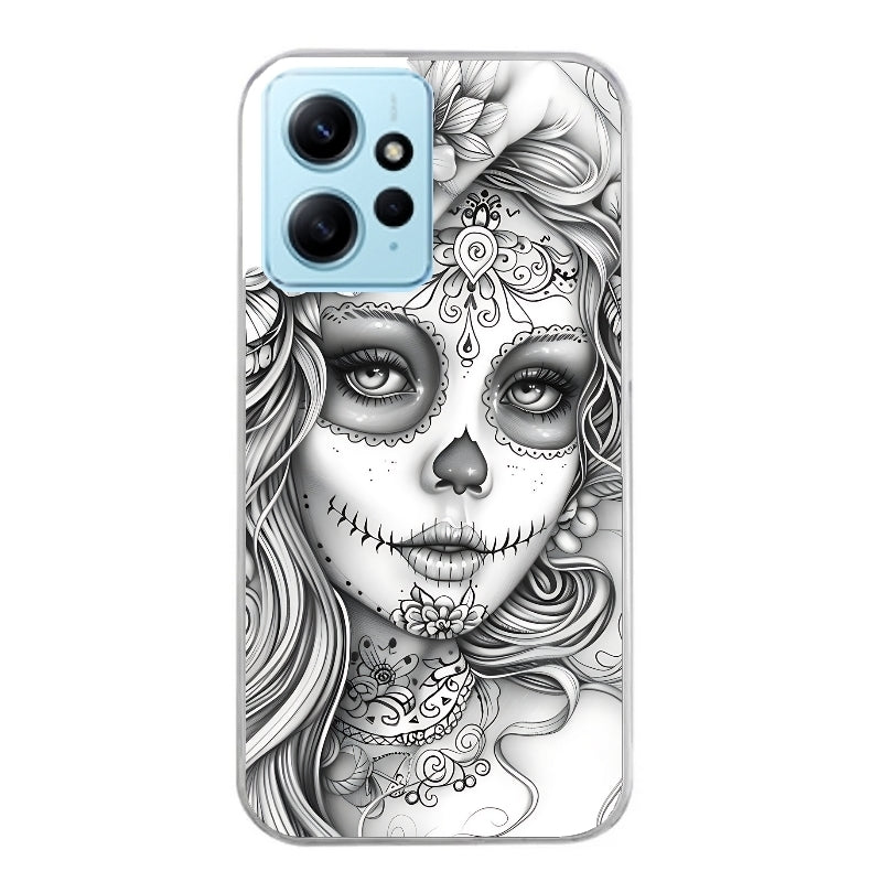 Coque taperso pour Redmi Note 12 4G 5G PRO 4G avec motif mort calavera tatoo protection antichoc personnalisée