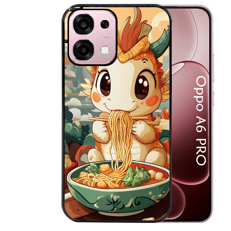 Coque noire taperso pour OPPO A6 PRO 4G et 5G avec motif dragon ramen 3 protection antichoc personnalisée