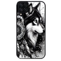 Coque noire taperso pour galaxy A22 A32 A52 A52S 4G 5G  avec motif loup dreamcatcher protection antichoc personnalisée