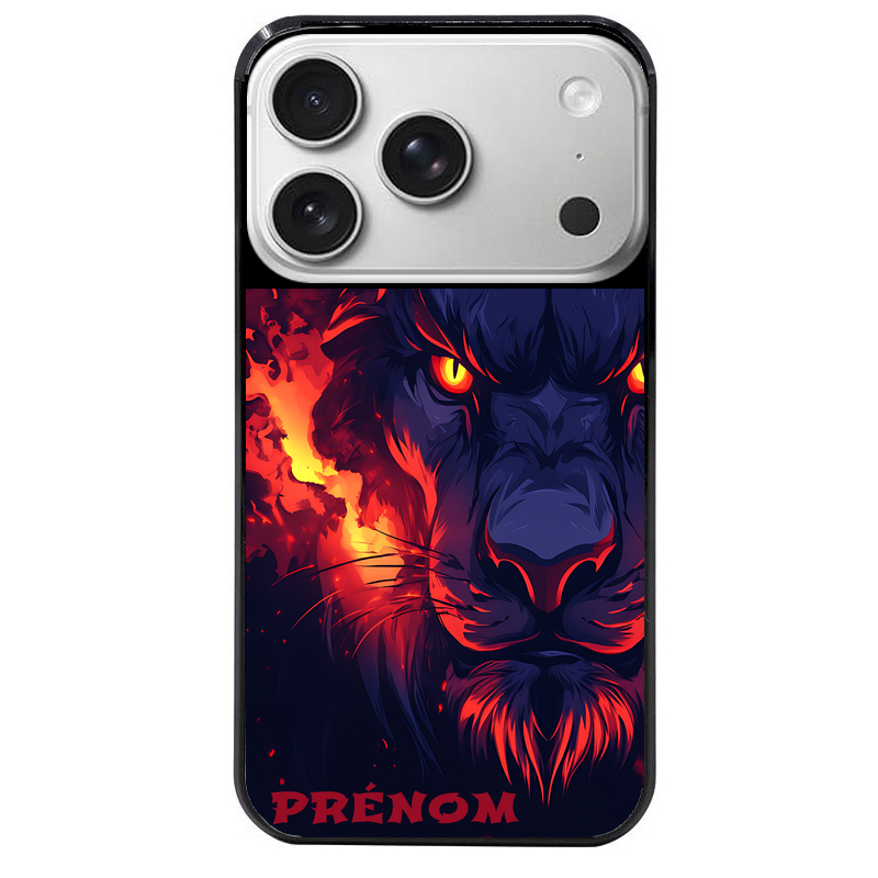 Coque noire taperso pour Iphone 17 17E AIR MAX PRO avec motif lion anime protection antichoc personnalisée