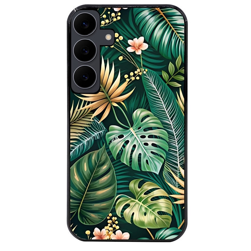 Coque noire taperso pour galaxy A06 A16 A26 A36 A56 avec motif jungle dore protection antichoc personnalisée
