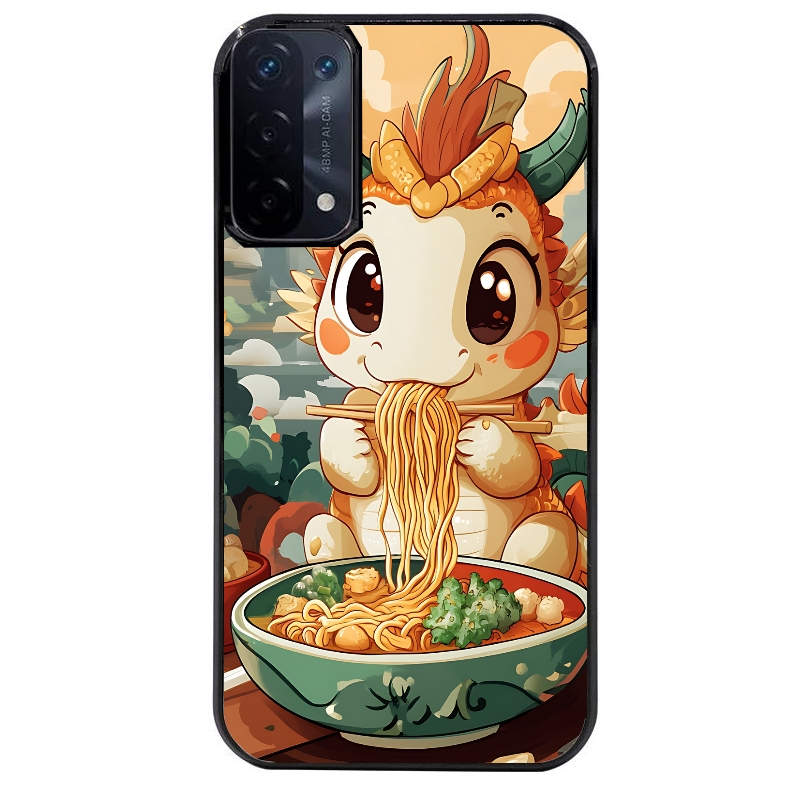 Coque noire taperso pour OPPO A54 et A74 5G avec motif dragon ramen 3 protection antichoc personnalisée