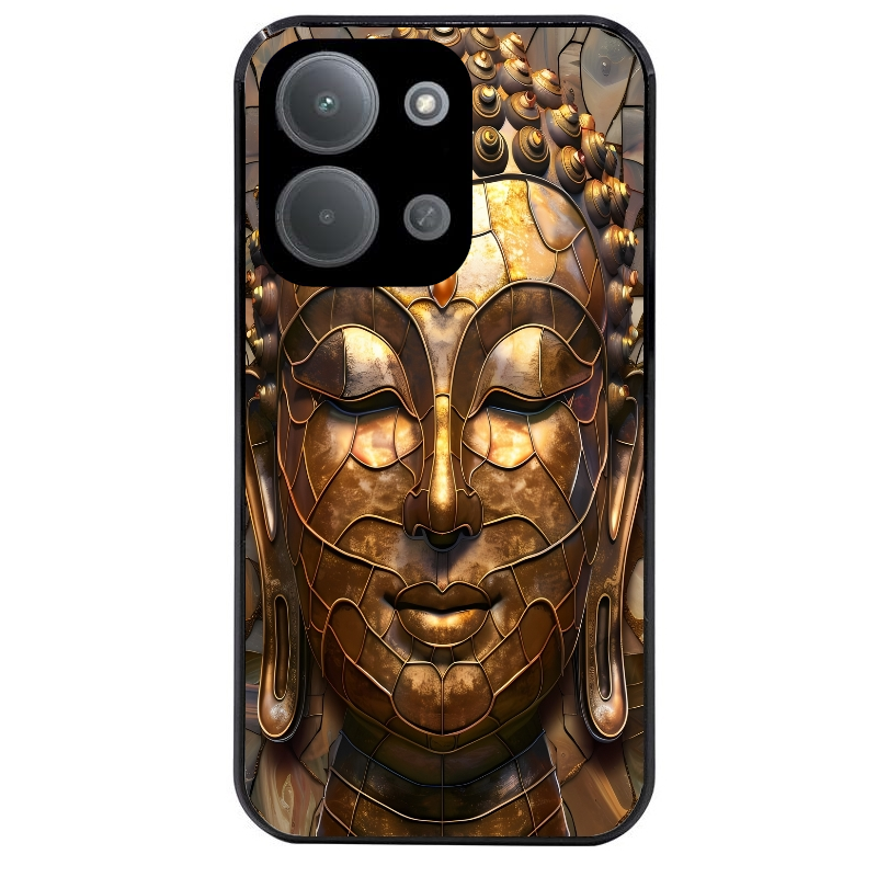 Coque noire taperso pour POCO C85 avec motif bouddha et mosaique protection antichoc personnalisée