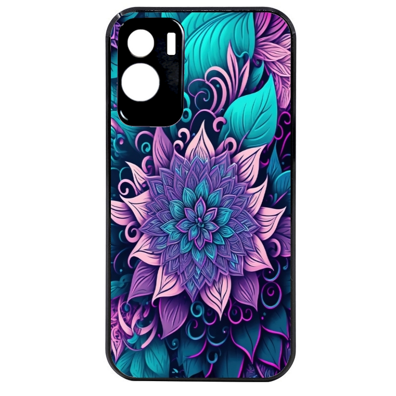 Coque noire taperso pour Honor 70 LITE 90 et LITE avec motif tropical mandala et fleur violet protection antichoc personnalisée