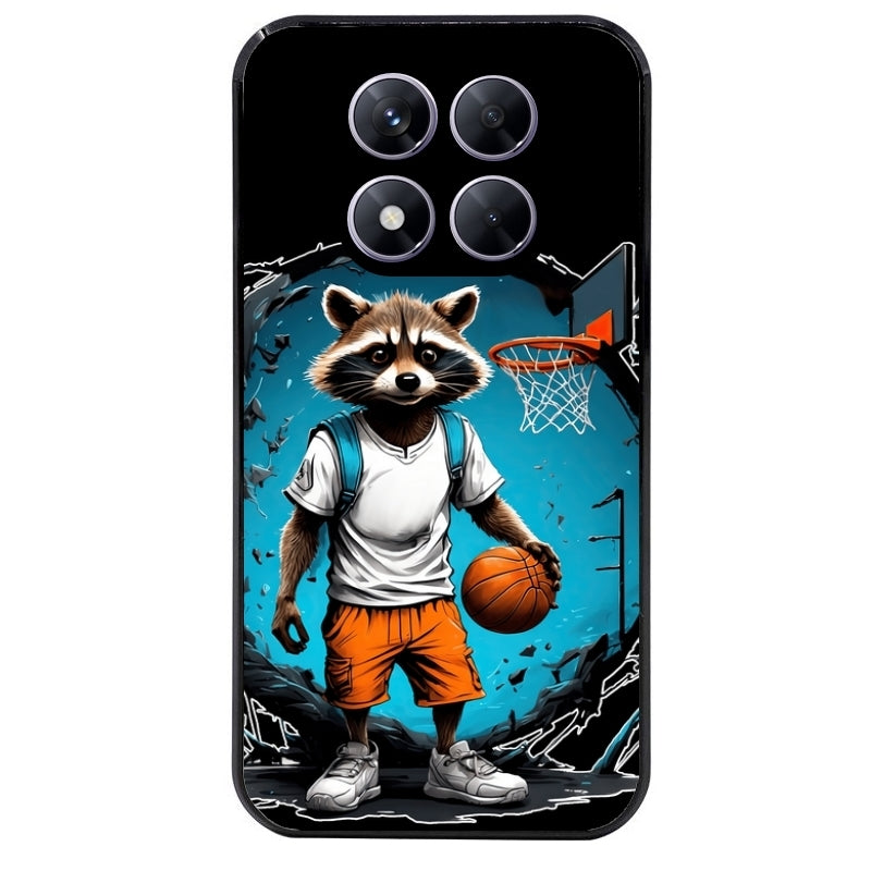 Coque noire taperso pour Redmi Note 14 et PRO PLUS 4G 5G avec motif basket racoon protection antichoc personnalisée