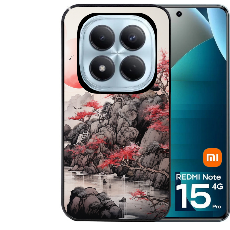 Coque noire taperso pour Redmi Note 15 et PRO PLUS 4G 5G avec motif japan et temple protection antichoc personnalisée
