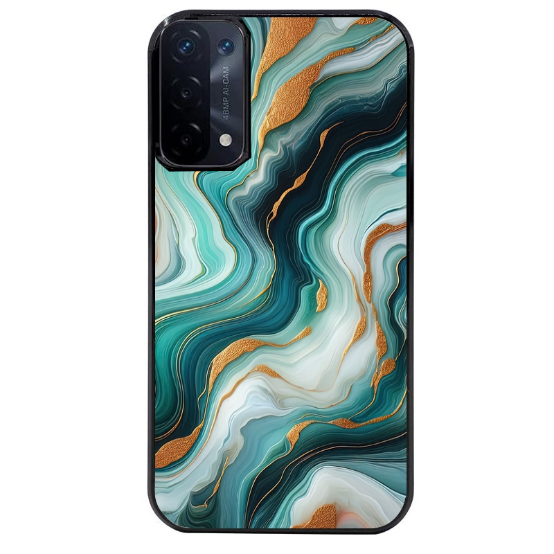Coque noire taperso pour OPPO A54 et A74 5G avec motif marbre vert protection antichoc personnalisée