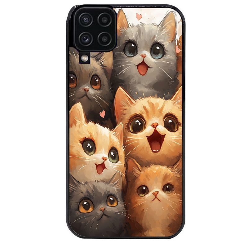 Coque noire taperso pour galaxy A22 A32 A52 A52S 4G 5G  avec motif chat smile protection antichoc personnalisée