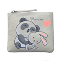 Porte monnaie personnalisé panda lapin ivoire en feutrine en feutrine ivoire