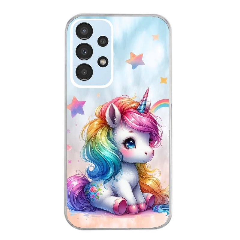 Coque taperso pour Galaxy A13 4G et 5G A23 A53 avec motif licorne et etoiles protection antichoc personnalisée